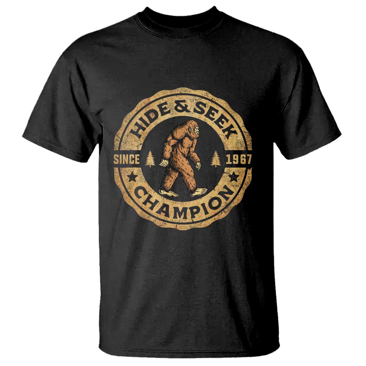 Retro Bigfoot Believer T Shirt Undefeated Sasquatch Hide And Seek Cryptozoology TS10 Black Print Your Wear