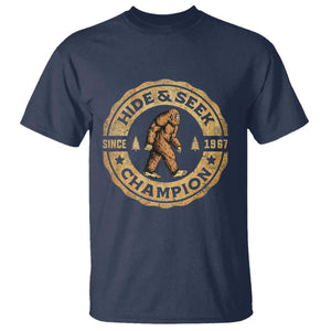 Retro Bigfoot Believer T Shirt Undefeated Sasquatch Hide And Seek Cryptozoology TS10 Navy Print Your Wear