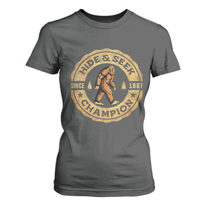 Retro Bigfoot Believer T Shirt For Women Undefeated Sasquatch Hide And Seek Cryptozoology TS10 Dark Heather Print Your Wear