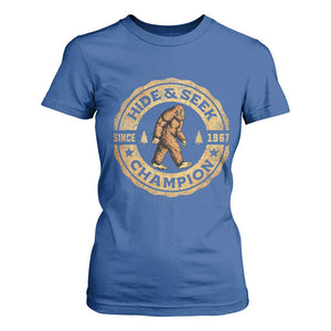 Retro Bigfoot Believer T Shirt For Women Undefeated Sasquatch Hide And Seek Cryptozoology TS10 Royal Blue Print Your Wear