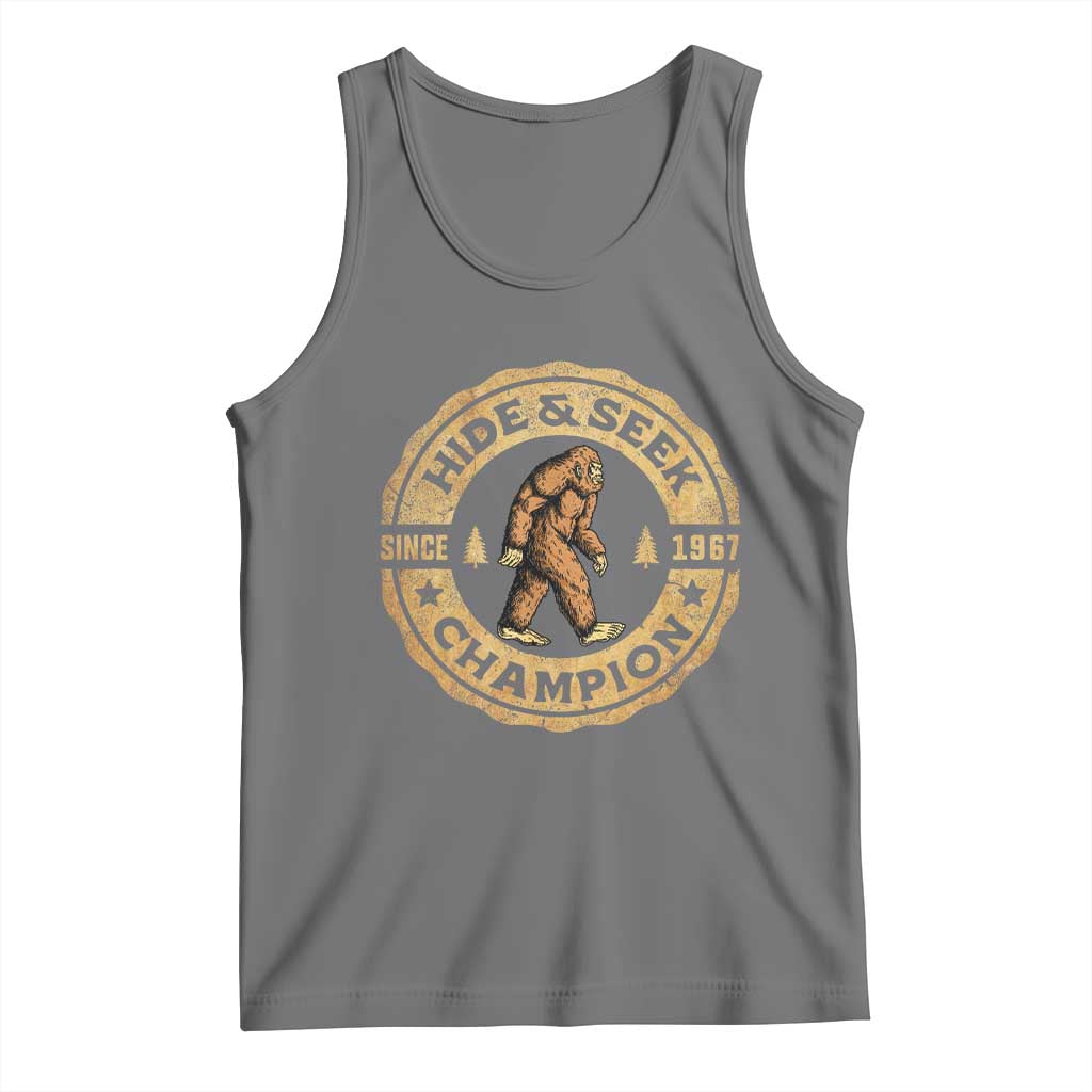 Retro Bigfoot Believer Tank Top Undefeated Sasquatch Hide And Seek Cryptozoology - Print Your Wear