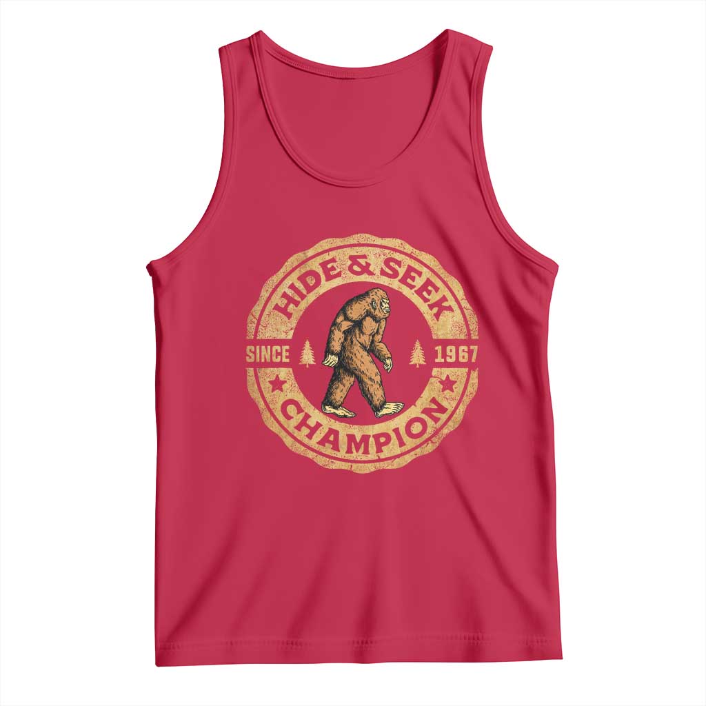Retro Bigfoot Believer Tank Top Undefeated Sasquatch Hide And Seek Cryptozoology - Print Your Wear