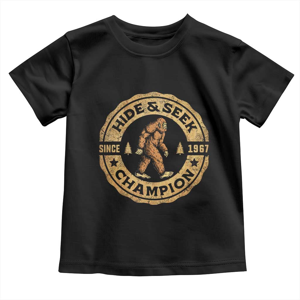 Retro Bigfoot Believer Toddler T Shirt Undefeated Sasquatch Hide And Seek Cryptozoology TS10 Black Print Your Wear