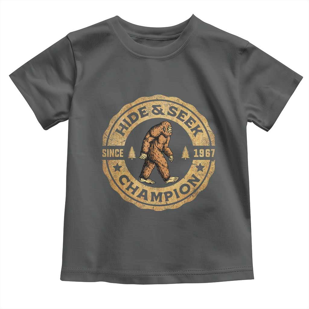 Retro Bigfoot Believer Toddler T Shirt Undefeated Sasquatch Hide And Seek Cryptozoology TS10 Dark Heather Print Your Wear