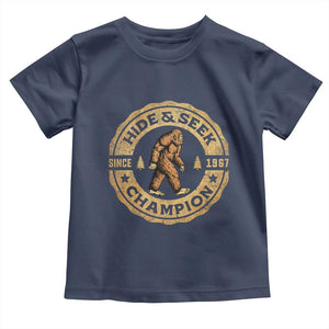 Retro Bigfoot Believer Toddler T Shirt Undefeated Sasquatch Hide And Seek Cryptozoology TS10 Navy Print Your Wear