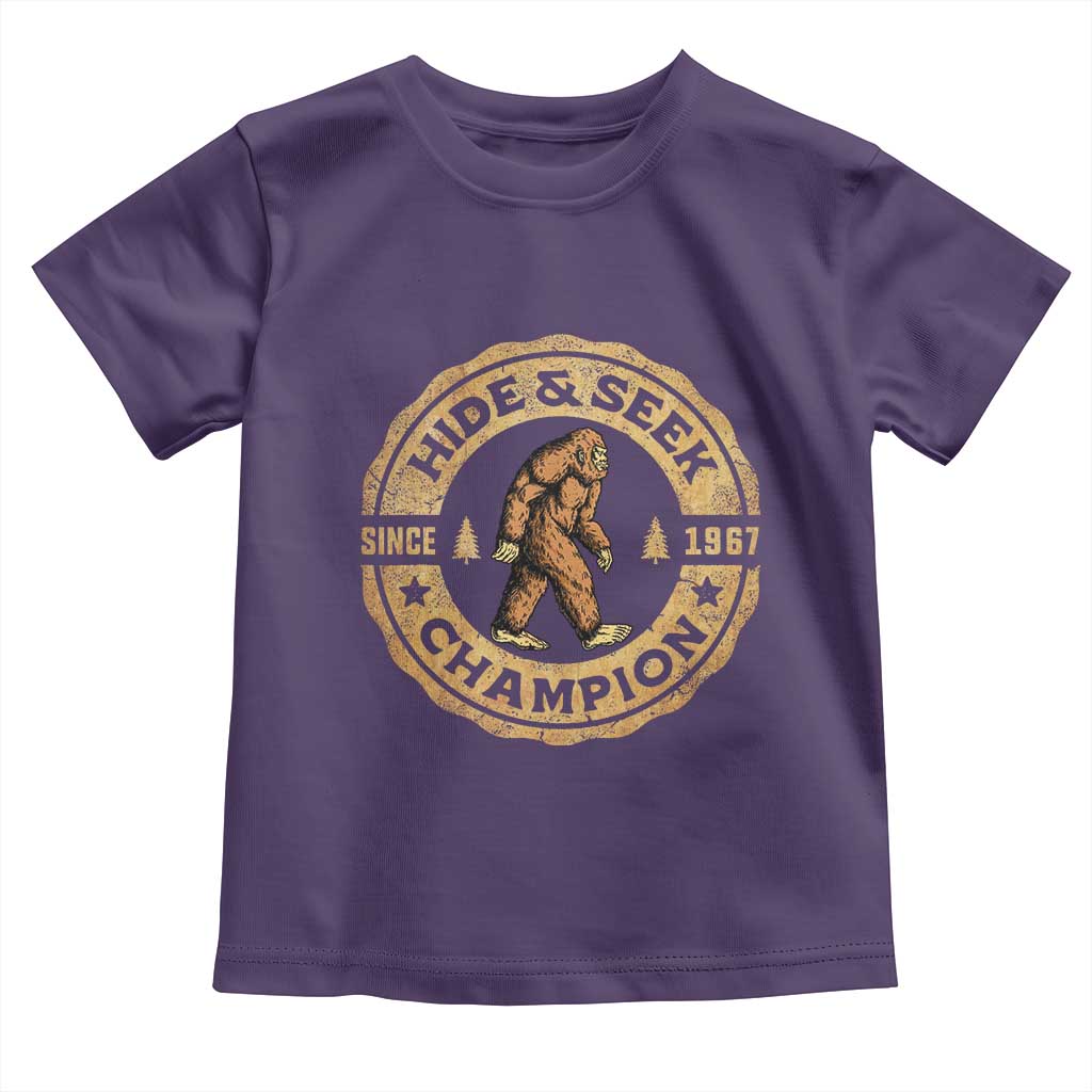 Retro Bigfoot Believer Toddler T Shirt Undefeated Sasquatch Hide And Seek Cryptozoology TS10 Purple Print Your Wear