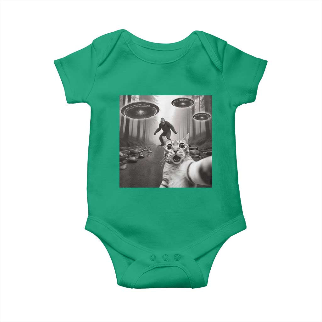 Cat Selfie With Bigfoot UFO Baby Onesie Funny Cat Lover Gifts TS10 Irish Green Print Your Wear