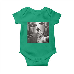 Cat Selfie With Bigfoot UFO Baby Onesie Funny Cat Lover Gifts TS10 Irish Green Print Your Wear