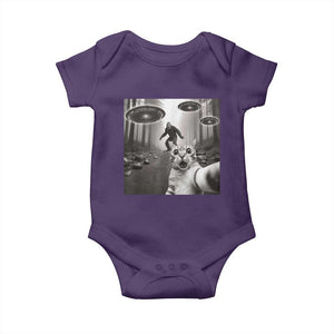 Cat Selfie With Bigfoot UFO Baby Onesie Funny Cat Lover Gifts TS10 Purple Print Your Wear