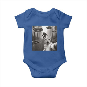 Cat Selfie With Bigfoot UFO Baby Onesie Funny Cat Lover Gifts TS10 Royal Blue Print Your Wear