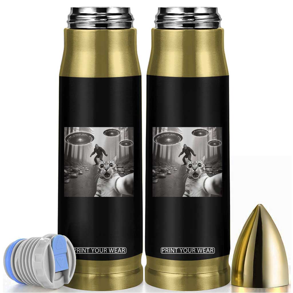 Cat Selfie With Bigfoot UFO Bullet Tumbler Funny Cat Lover Gifts TS10 Black Print Your Wear