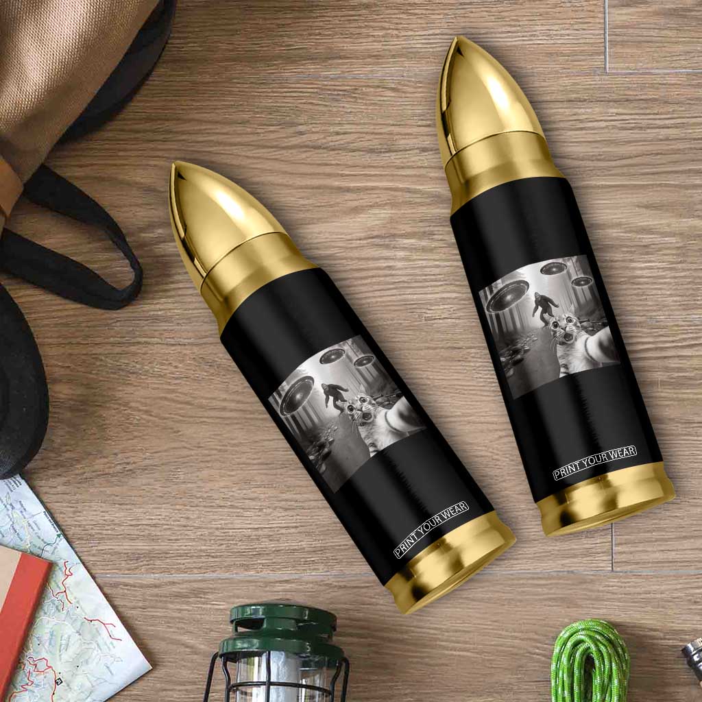 Cat Selfie With Bigfoot UFO Bullet Tumbler Funny Cat Lover Gifts TS10 Print Your Wear