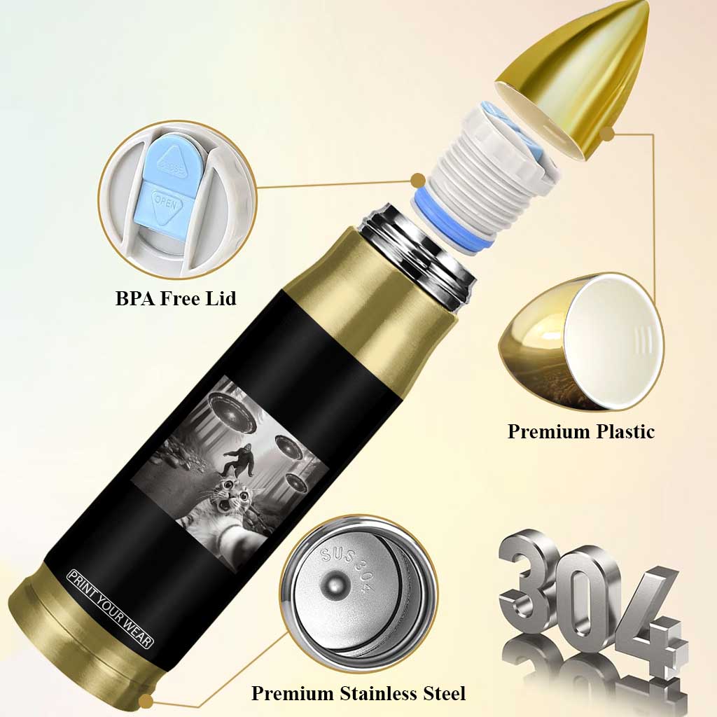 Cat Selfie With Bigfoot UFO Bullet Tumbler Funny Cat Lover Gifts TS10 Print Your Wear