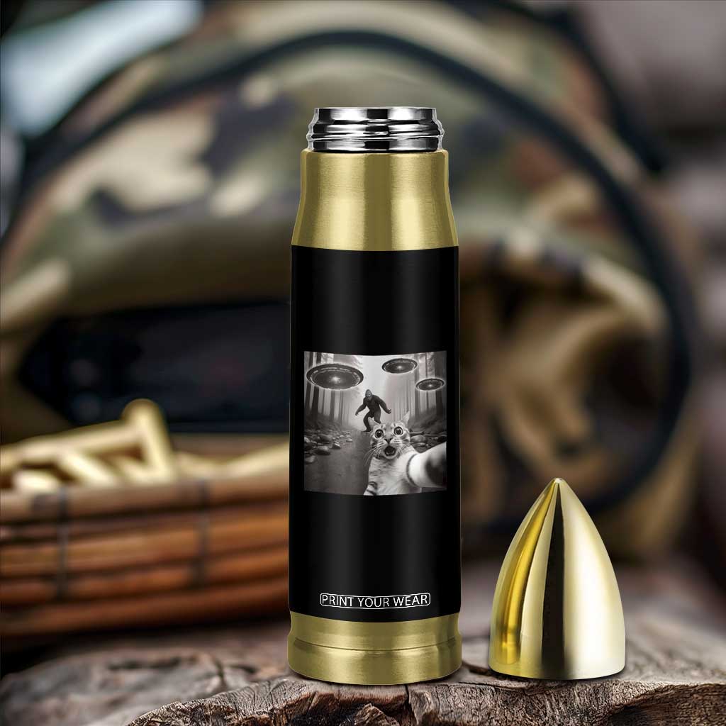 Cat Selfie With Bigfoot UFO Bullet Tumbler Funny Cat Lover Gifts TS10 Print Your Wear