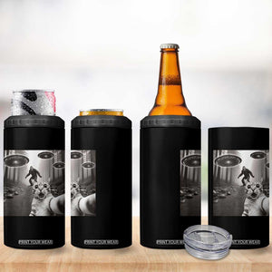 Cat Selfie With Bigfoot UFO 4 in 1 Can Cooler Tumbler Funny Cat Lover Gifts TS10 Print Your Wear