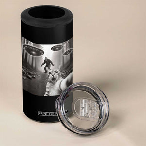Cat Selfie With Bigfoot UFO 4 in 1 Can Cooler Tumbler Funny Cat Lover Gifts TS10 Print Your Wear