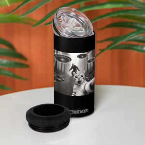 Cat Selfie With Bigfoot UFO 4 in 1 Can Cooler Tumbler Funny Cat Lover Gifts TS10 Print Your Wear