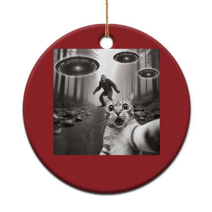 Cat Selfie With Bigfoot UFO Christmas Ornament Funny Cat Lover Gifts TS10 Print Your Wear
