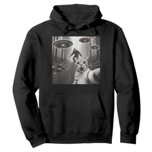 Cat Selfie With Bigfoot UFO Hoodie Funny Cat Lover Gifts TS10 Black Print Your Wear