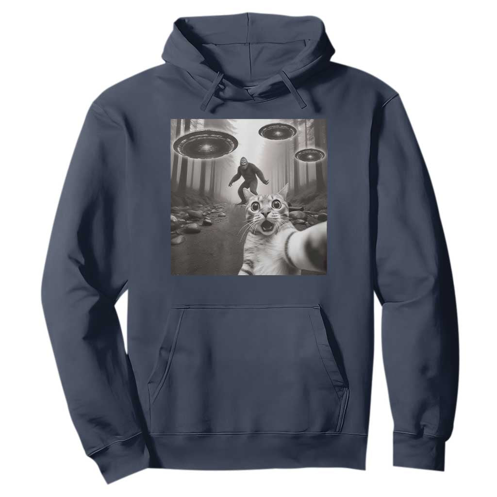 Cat Selfie With Bigfoot UFO Hoodie Funny Cat Lover Gifts TS10 Navy Print Your Wear