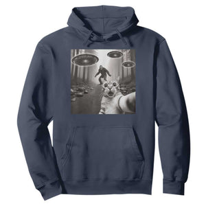 Cat Selfie With Bigfoot UFO Hoodie Funny Cat Lover Gifts TS10 Navy Print Your Wear