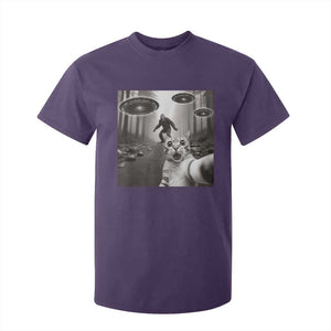 Cat Selfie With Bigfoot UFO T Shirt For Kid Funny Cat Lover Gifts TS10 Purple Print Your Wear