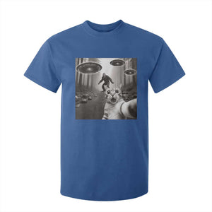 Cat Selfie With Bigfoot UFO T Shirt For Kid Funny Cat Lover Gifts TS10 Royal Blue Print Your Wear