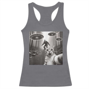 Cat Selfie With Bigfoot UFO Racerback Tank Top Funny Cat Lover Gifts TS10 Charcoal Print Your Wear