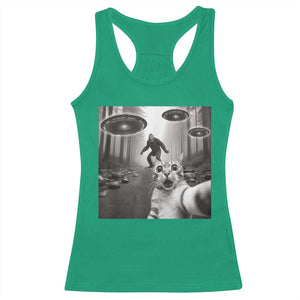 Cat Selfie With Bigfoot UFO Racerback Tank Top Funny Cat Lover Gifts TS10 Irish Green Print Your Wear
