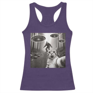 Cat Selfie With Bigfoot UFO Racerback Tank Top Funny Cat Lover Gifts TS10 Purple Print Your Wear