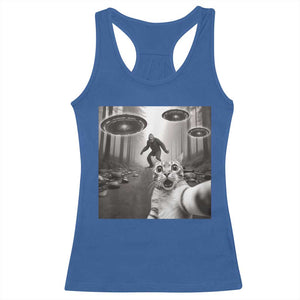 Cat Selfie With Bigfoot UFO Racerback Tank Top Funny Cat Lover Gifts TS10 Royal Blue Print Your Wear