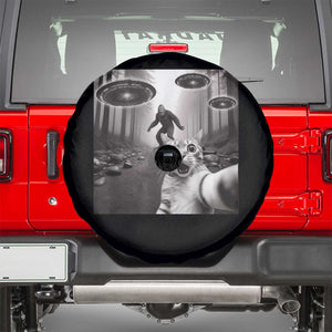 Cat Selfie With Bigfoot UFO Spare Tire Cover Funny Cat Lover Gifts TS10 Black Print Your Wear