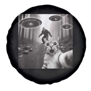 Cat Selfie With Bigfoot UFO Spare Tire Cover Funny Cat Lover Gifts TS10 Print Your Wear