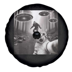 Cat Selfie With Bigfoot UFO Spare Tire Cover Funny Cat Lover Gifts TS10 Print Your Wear