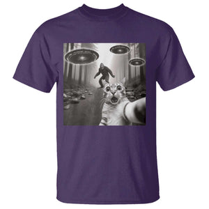 Cat Selfie With Bigfoot UFO T Shirt Funny Cat Lover Gifts TS10 Purple Print Your Wear