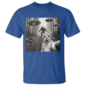 Cat Selfie With Bigfoot UFO T Shirt Funny Cat Lover Gifts TS10 Royal Blue Print Your Wear