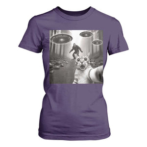 Cat Selfie With Bigfoot UFO T Shirt For Women Funny Cat Lover Gifts TS10 Purple Print Your Wear