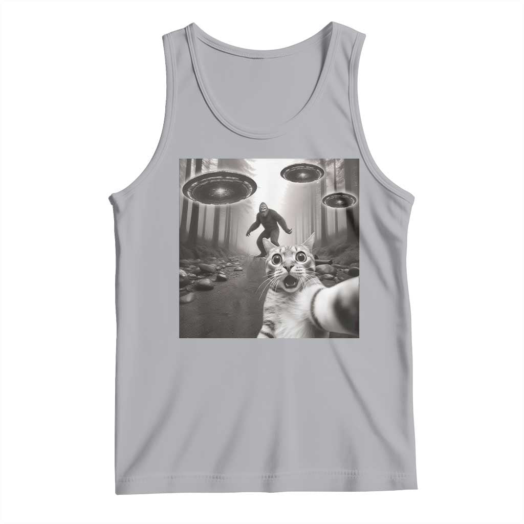 Cat Selfie With Bigfoot UFO Tank Top Funny Cat Lover Gifts TS10 Athletic Heather Print Your Wear