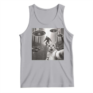 Cat Selfie With Bigfoot UFO Tank Top Funny Cat Lover Gifts TS10 Athletic Heather Print Your Wear