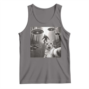 Cat Selfie With Bigfoot UFO Tank Top Funny Cat Lover Gifts TS10 Deep Heather Print Your Wear