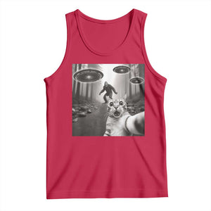 Cat Selfie With Bigfoot UFO Tank Top Funny Cat Lover Gifts TS10 Red Print Your Wear
