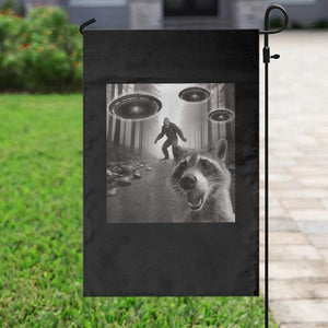Raccoon Selfie With Bigfoot UFO Garden Flag Funny Feral Lover Gifts TS10 Print Your Wear