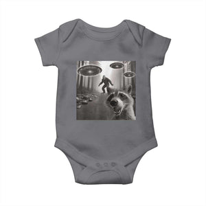 Raccoon Selfie With Bigfoot UFO Baby Onesie Funny Feral Lover Gifts TS10 Charcoal Print Your Wear