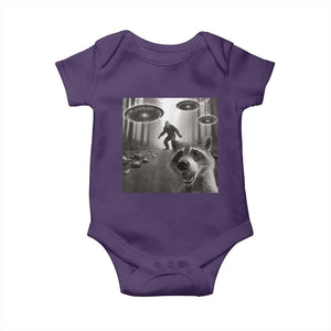 Raccoon Selfie With Bigfoot UFO Baby Onesie Funny Feral Lover Gifts TS10 Purple Print Your Wear