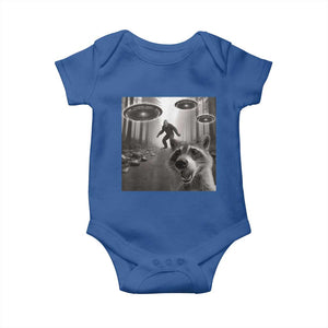 Raccoon Selfie With Bigfoot UFO Baby Onesie Funny Feral Lover Gifts TS10 Royal Blue Print Your Wear