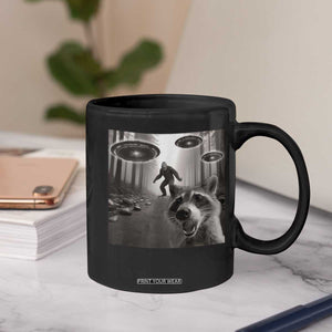 Raccoon Selfie With Bigfoot UFO Coffee Mug Funny Feral Lover Gifts TS10 Print Your Wear