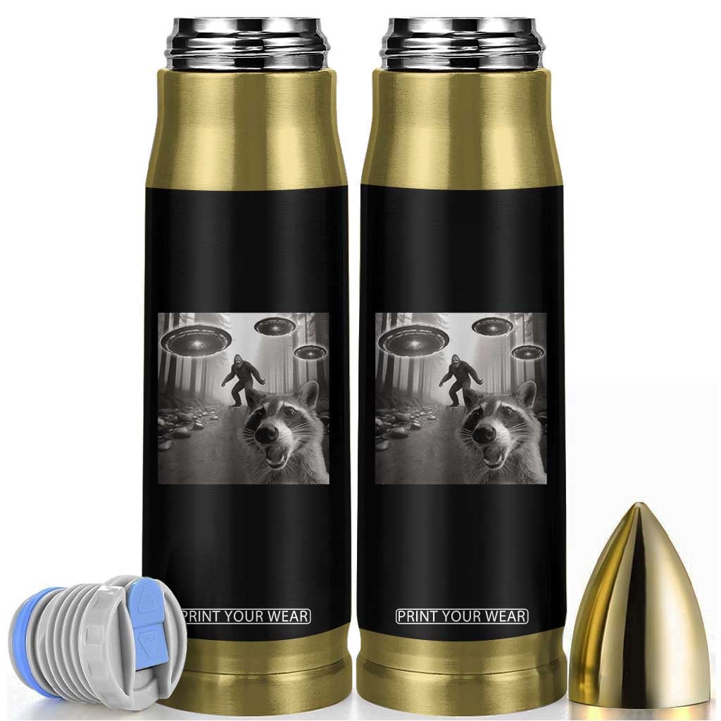 Raccoon Selfie With Bigfoot UFO Bullet Tumbler Funny Feral Lover Gifts TS10 Black Print Your Wear