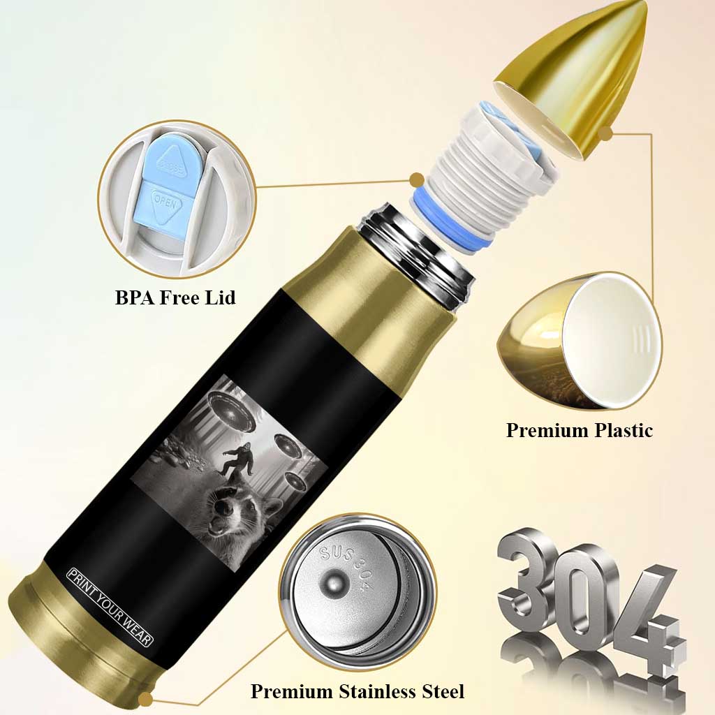 Raccoon Selfie With Bigfoot UFO Bullet Tumbler Funny Feral Lover Gifts TS10 Print Your Wear