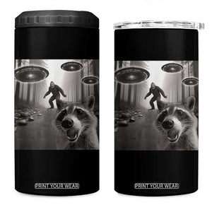 Raccoon Selfie With Bigfoot UFO 4 in 1 Can Cooler Tumbler Funny Feral Lover Gifts TS10 One Size: 16 oz Black Print Your Wear