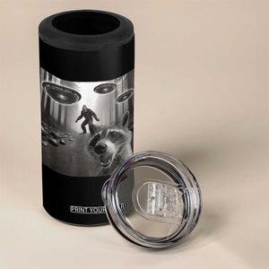 Raccoon Selfie With Bigfoot UFO 4 in 1 Can Cooler Tumbler Funny Feral Lover Gifts TS10 Print Your Wear